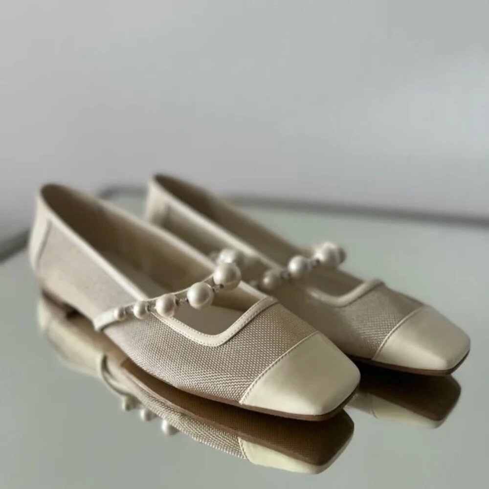 JIMMY CHOO Ade embellished mesh Mary Jane ballet flats 38.5 $850